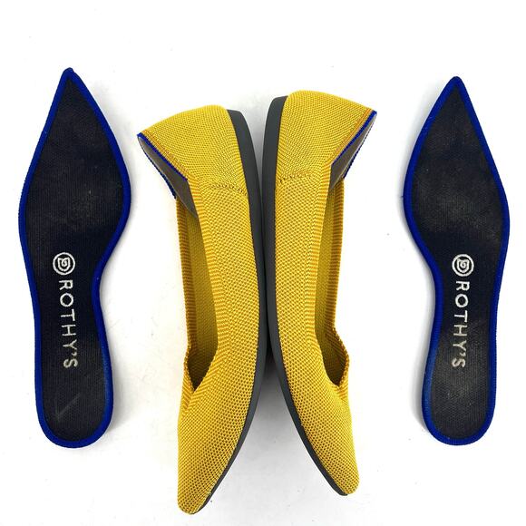 Rothy's Women's 7.5 Yellow The Point Pointed Toe Slip on Flat Pumps - Picture 6 of 7